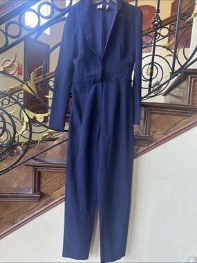 House of CB Navy Tailored Long Sleeve Jumpsuit